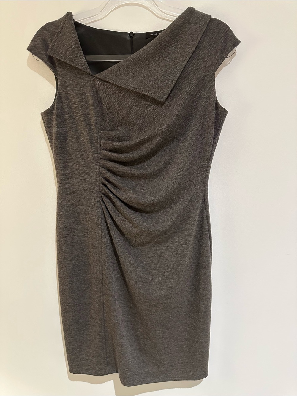 David Meister Ruched Gray Cocktail Dress 8